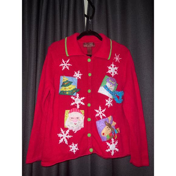 Ugly Christmas Sweater Xmas Cardigan Size Medium - Picture 1 of 3